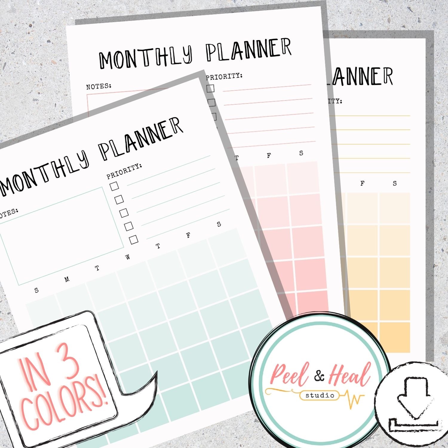 Pastel Monthly Calendars (Undated)