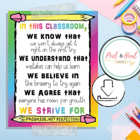 Classroom Poster: Progress not Perfection