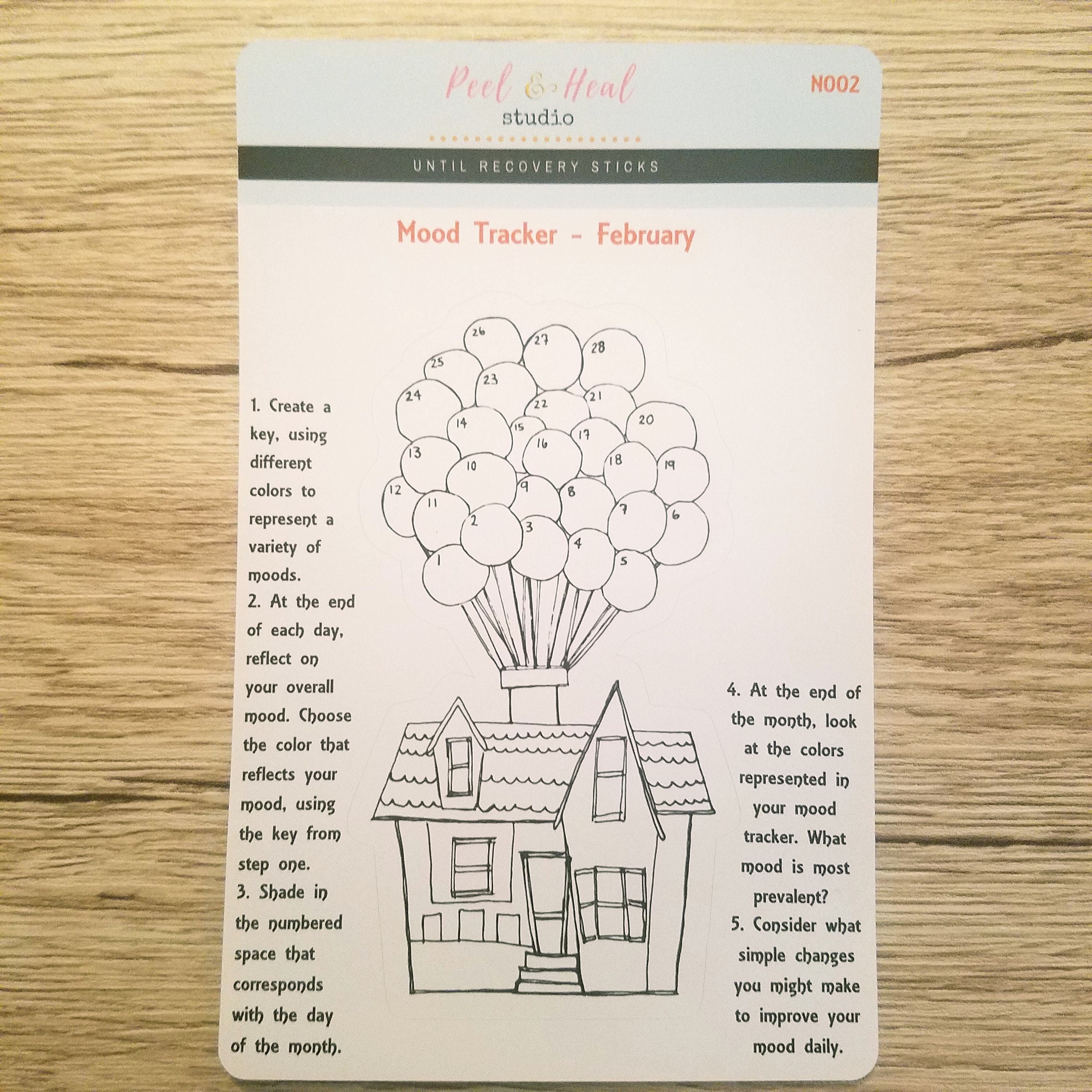 February Monthly Mood Tracker - "UP" Balloon House