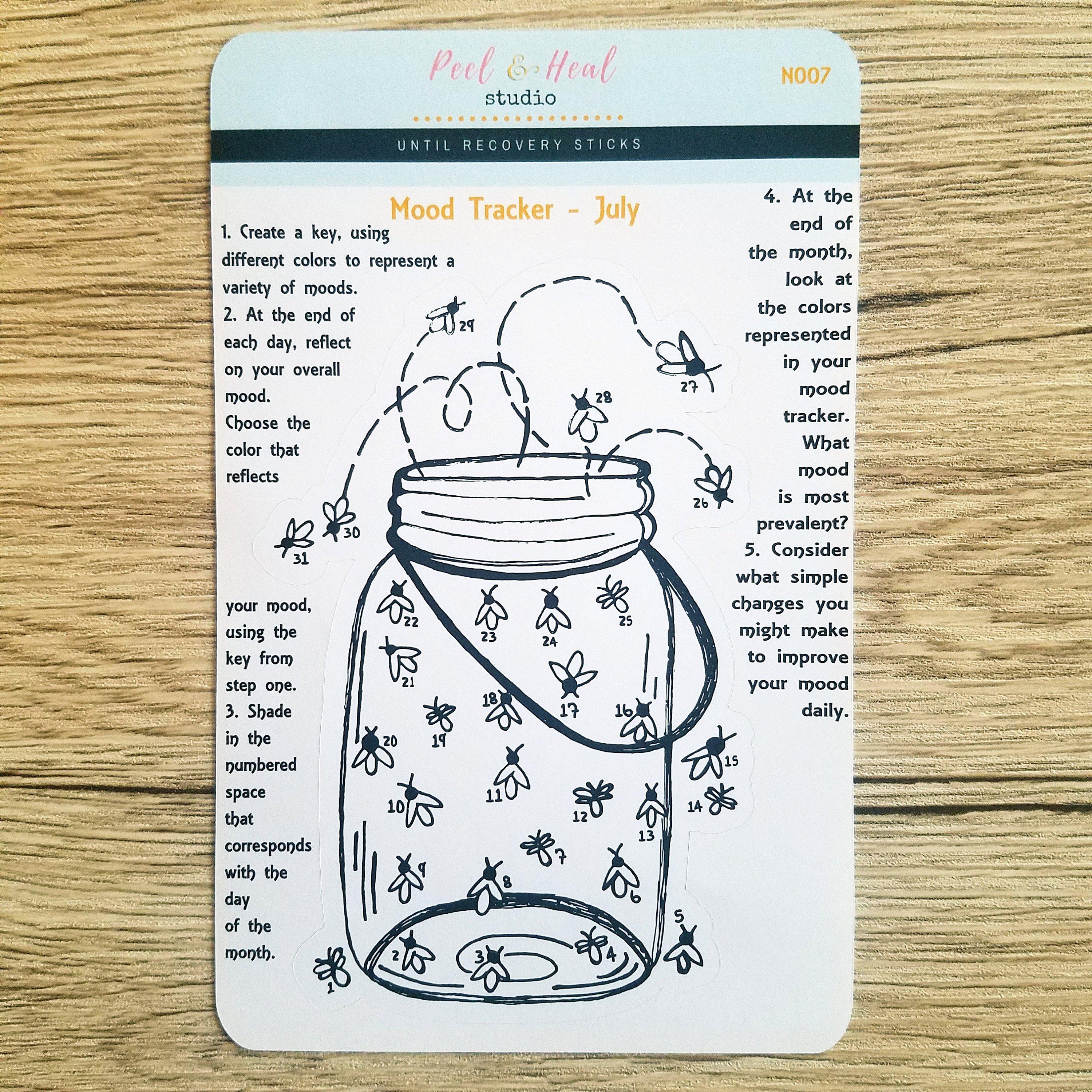 July Monthly Mood Tracker - Fireflies