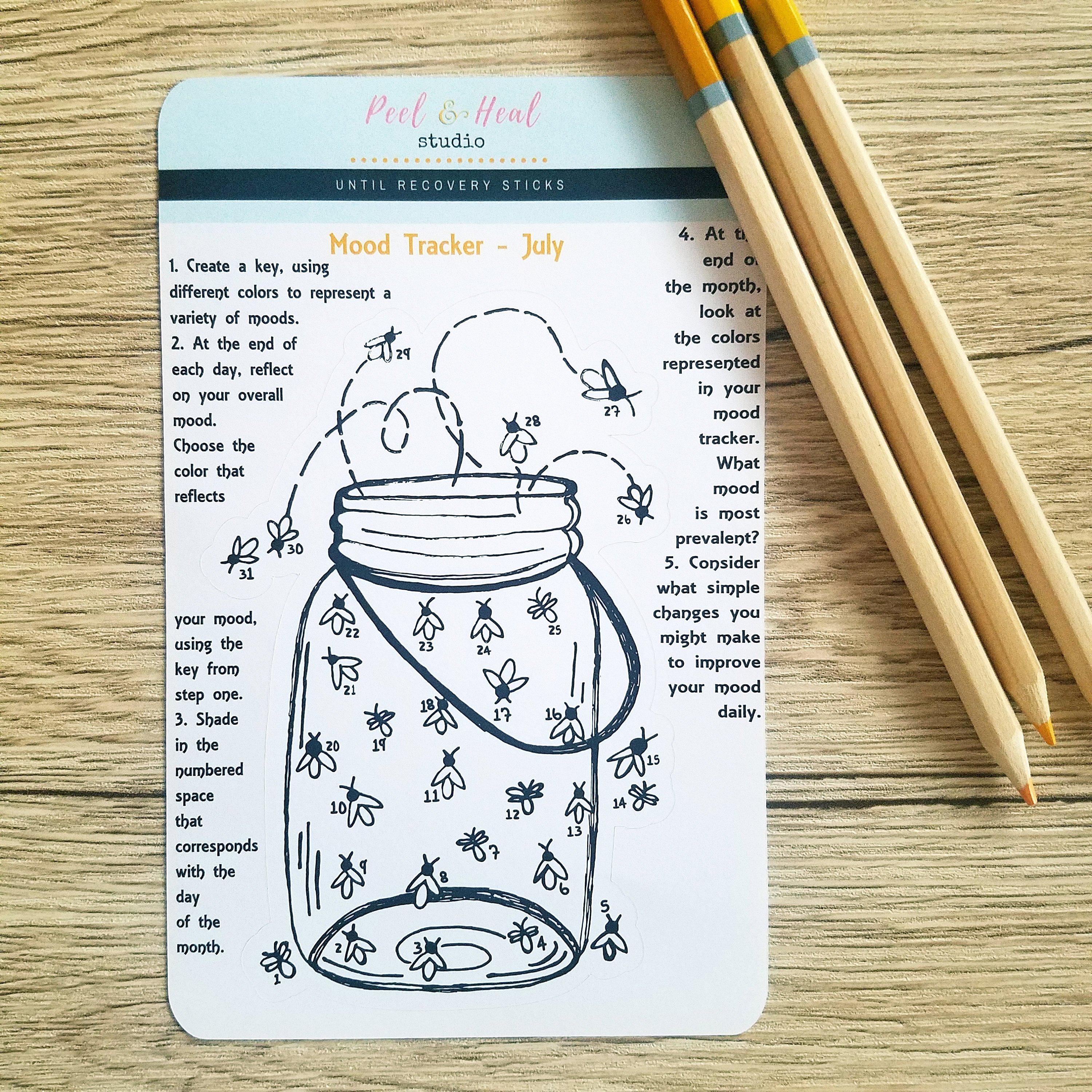 July Monthly Mood Tracker - Fireflies