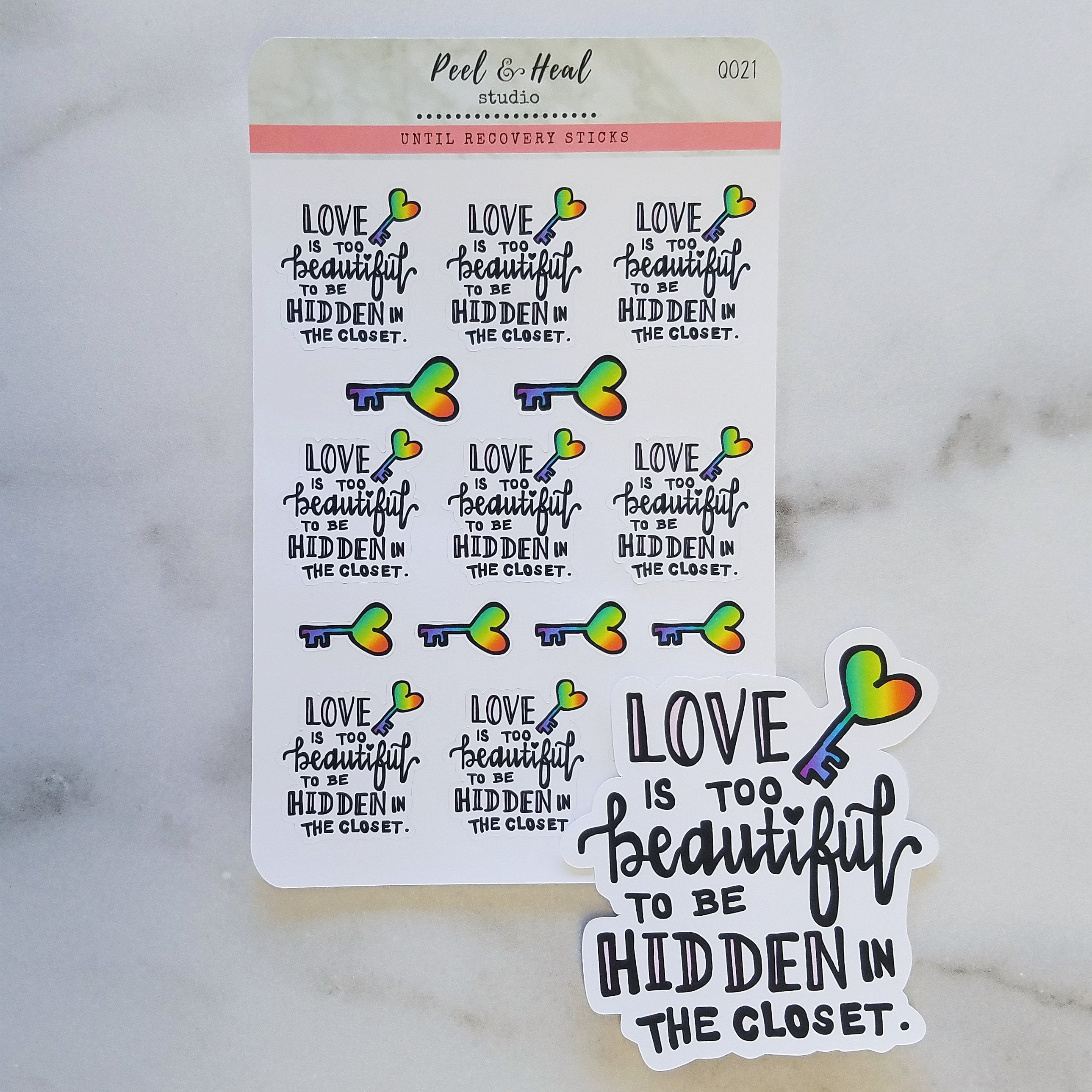 Love is Beautiful: Stickers or Die Cut - Peel & Heal Studio - Pride Artwork Collection