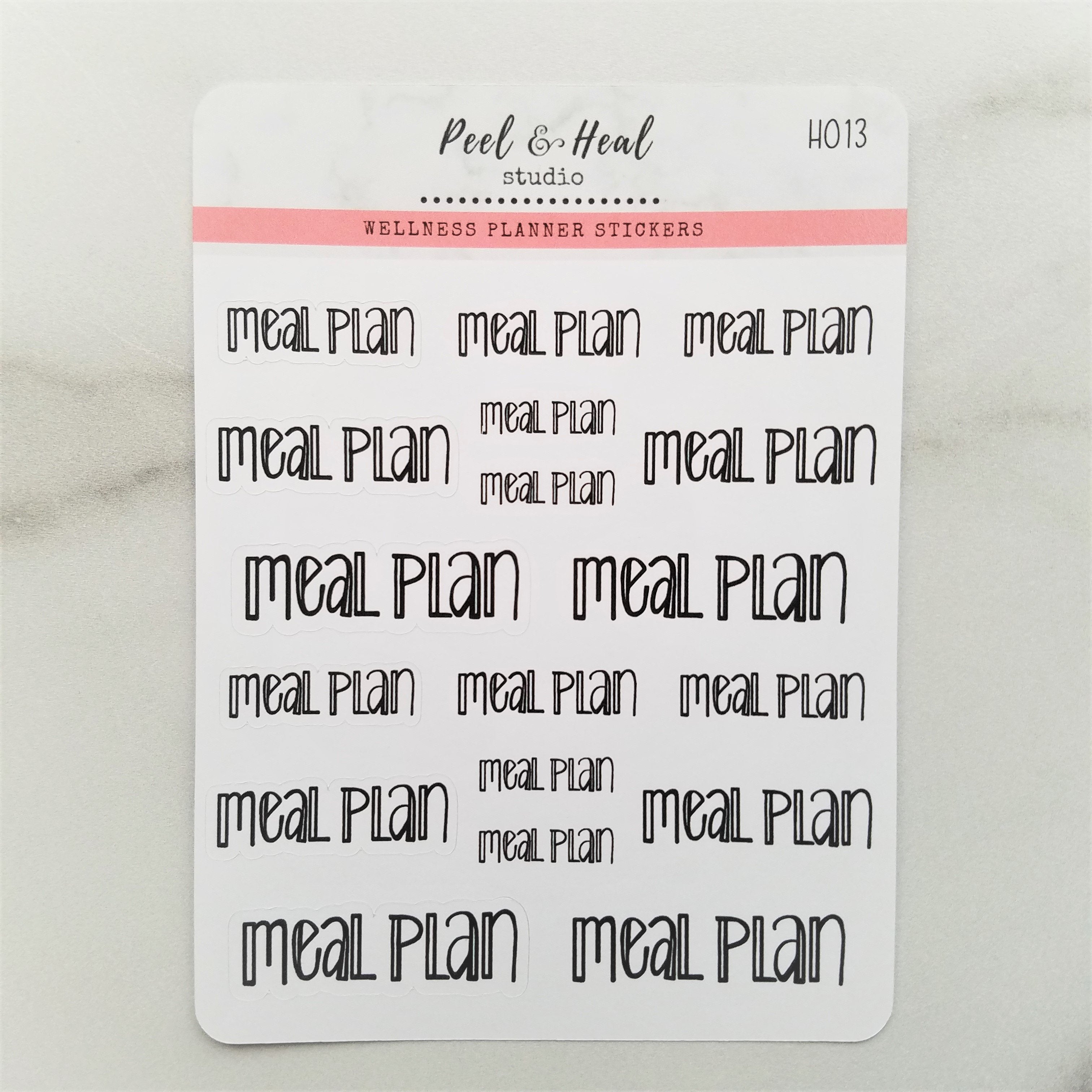 Meal Plan - Peel & Heal Studio Hand-Lettered Minimalist Text Stickers