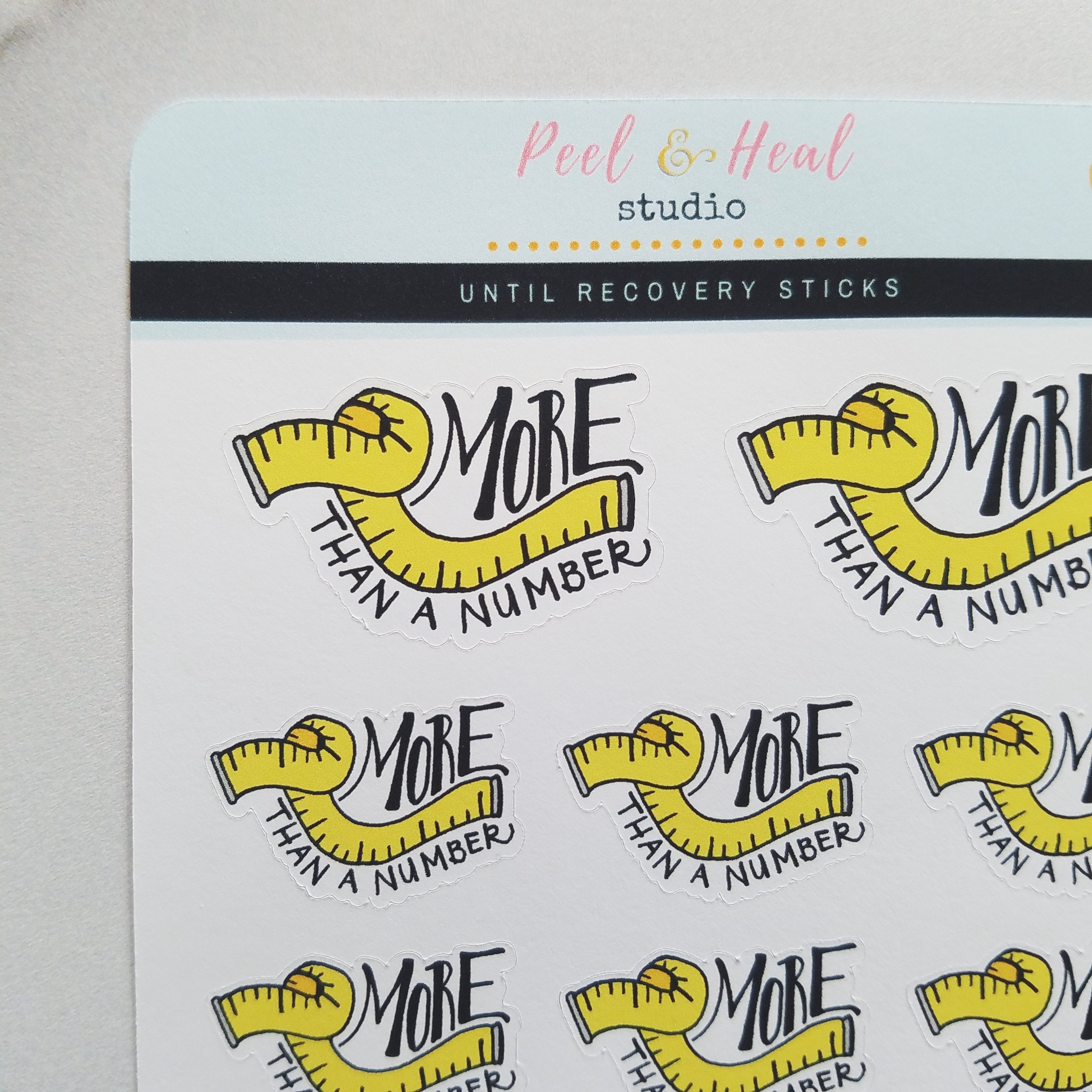 Measuring Tape "more than a number" Quote Stickers - Peel & Heal Studio - Recovery Tools
