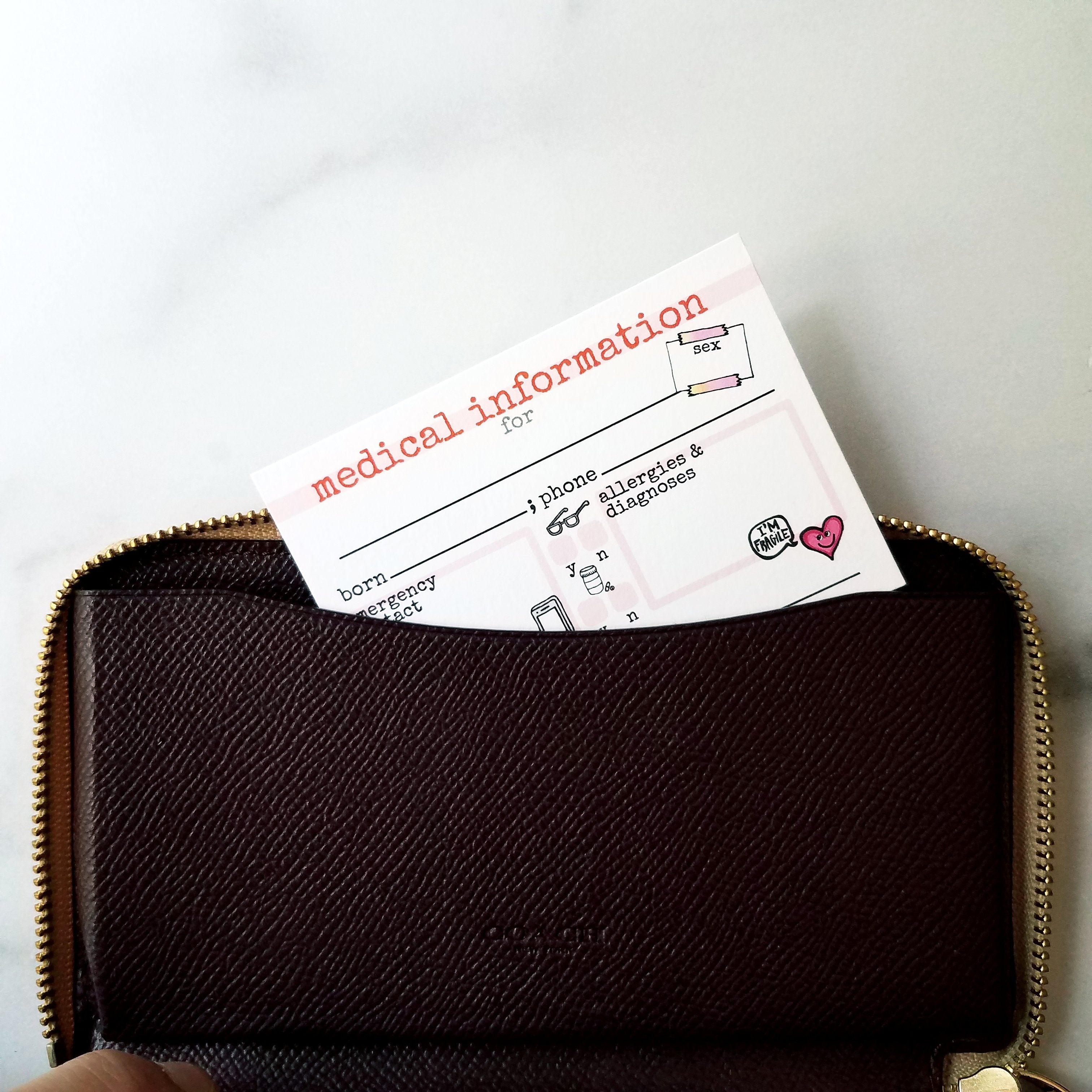 Medical Information Card - On-The-Go Chronic Illness Tool - Peel & Heal Studio