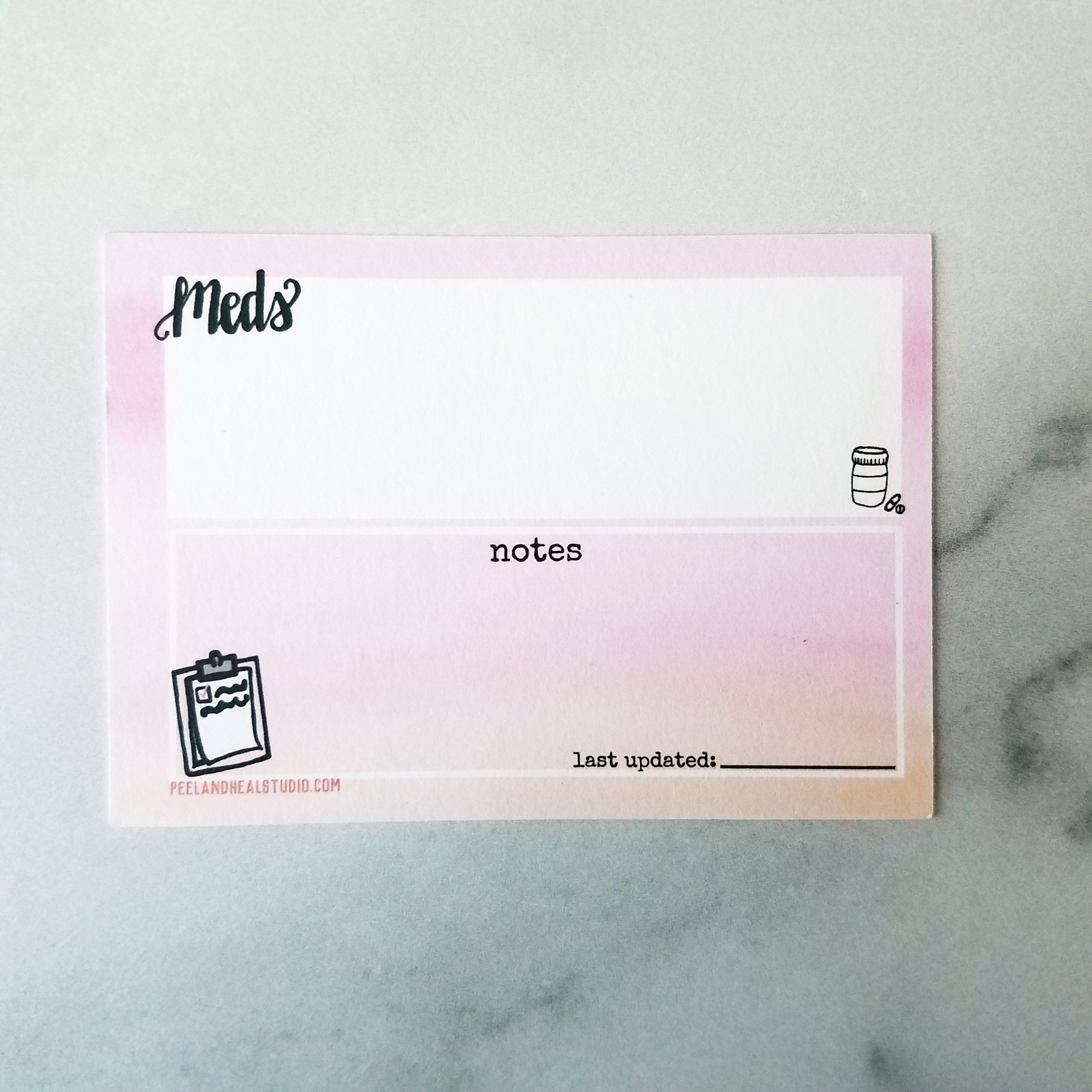 Peel & Heal Studio - Chronic Illness Wellness Tools - Doodled Planner Designs - Medical Info Quick-Access PHI