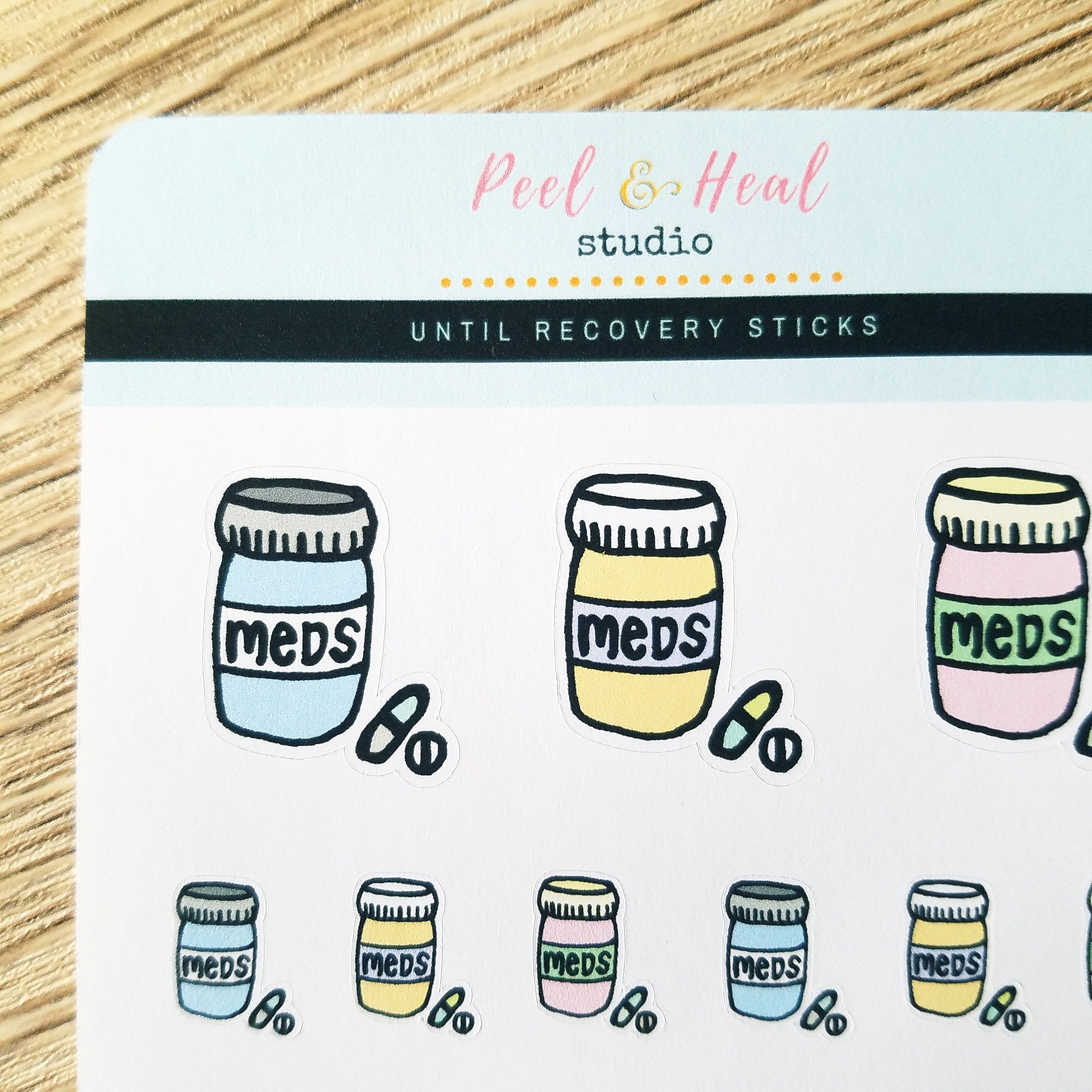 Medication Icon Stickers - Doodle Meds - Peel & Heal Studio Planner Tools