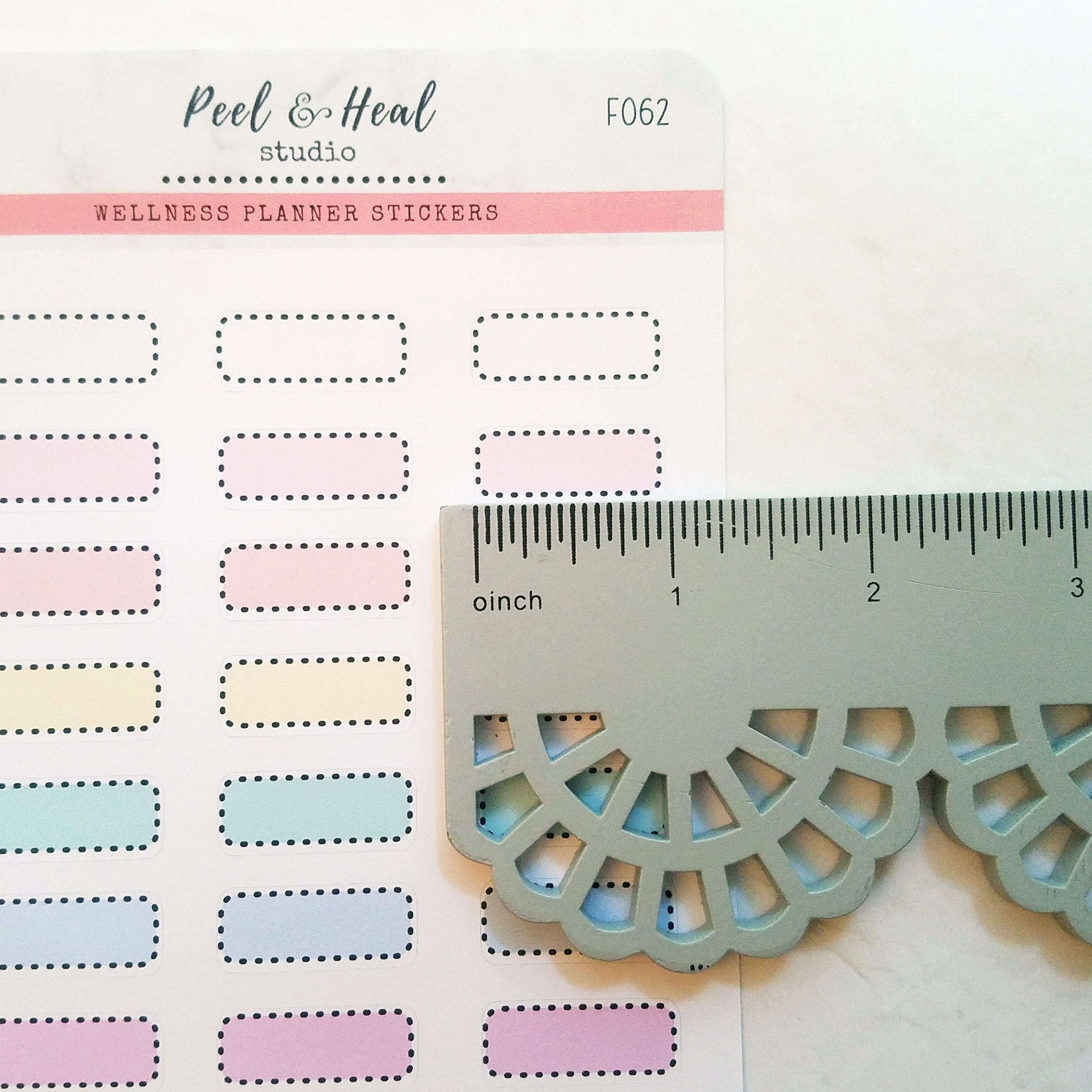 Mini Dashed Border Boxes - Minimalist Functional Planner Stickers - Peel & Heal Studio