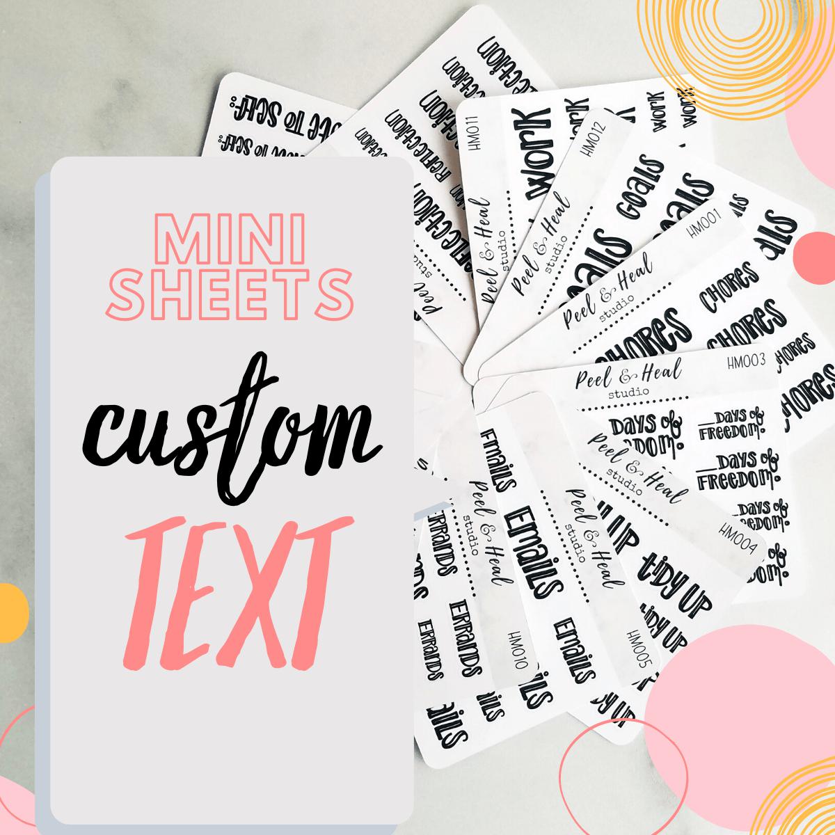 Mini Text Sticker Sheets - Custom Hand-Lettered Font - Choose your Own On-The-Go Planning Tools by Peel & Heal Studio