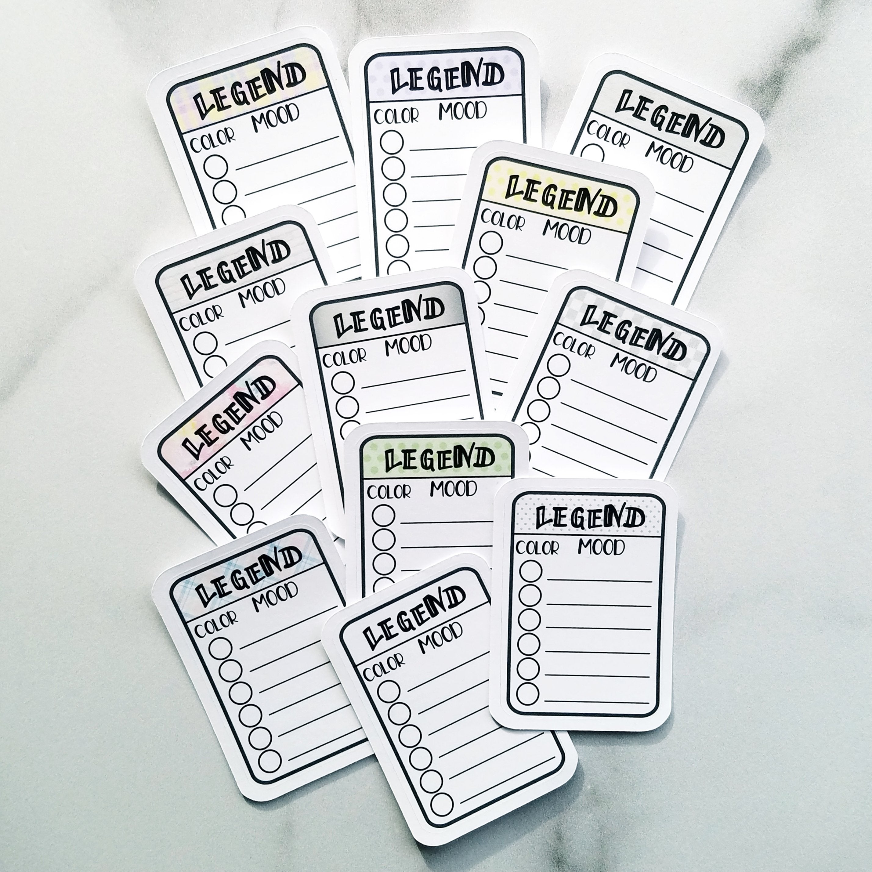 Mood Tracker Legend Stickers - Neutral or Colorful Palette - Create Your Own BUJO Key