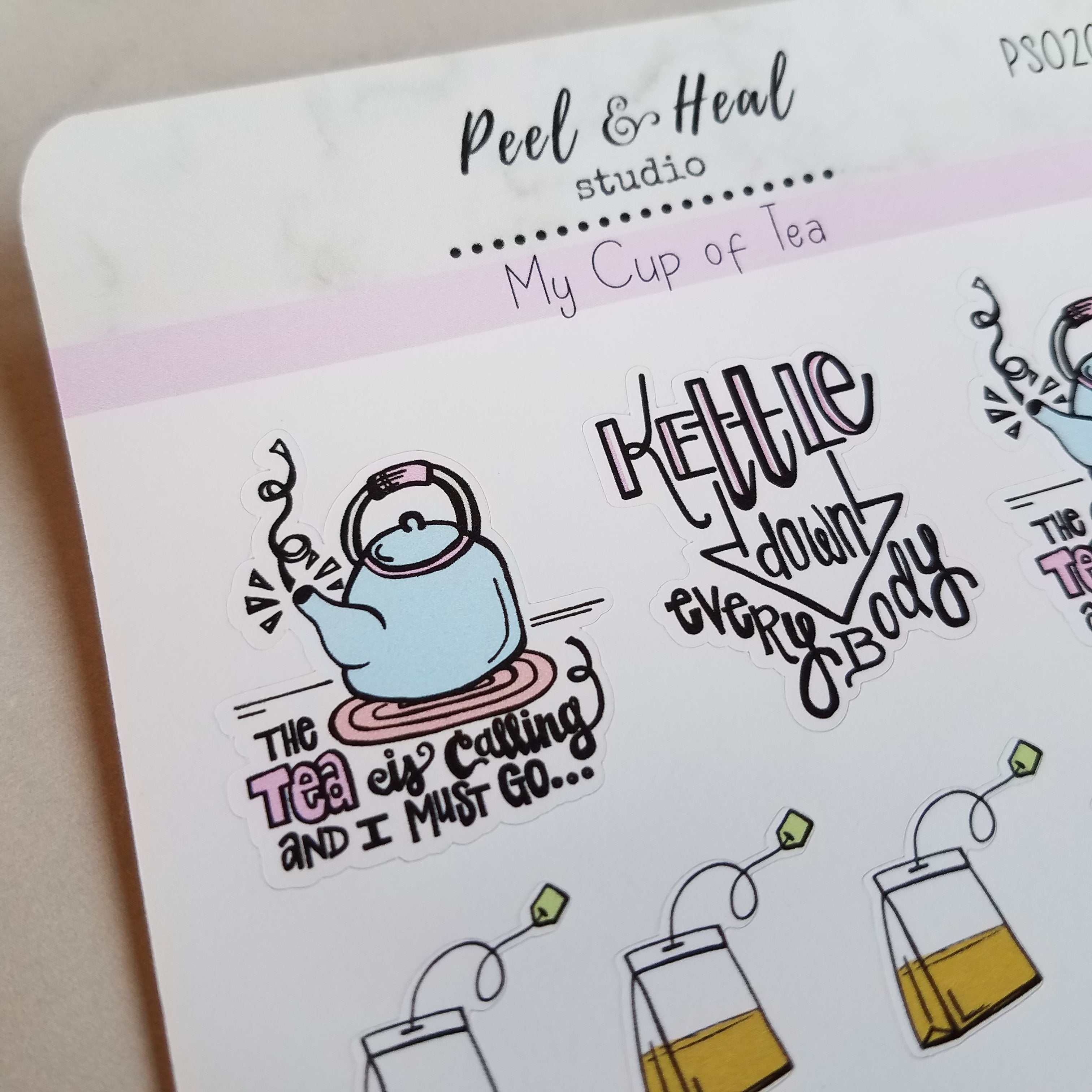 My Cup of Tea: Theme Sticker Sheets - Tea Kettle Puns - Peel & Heal Studio