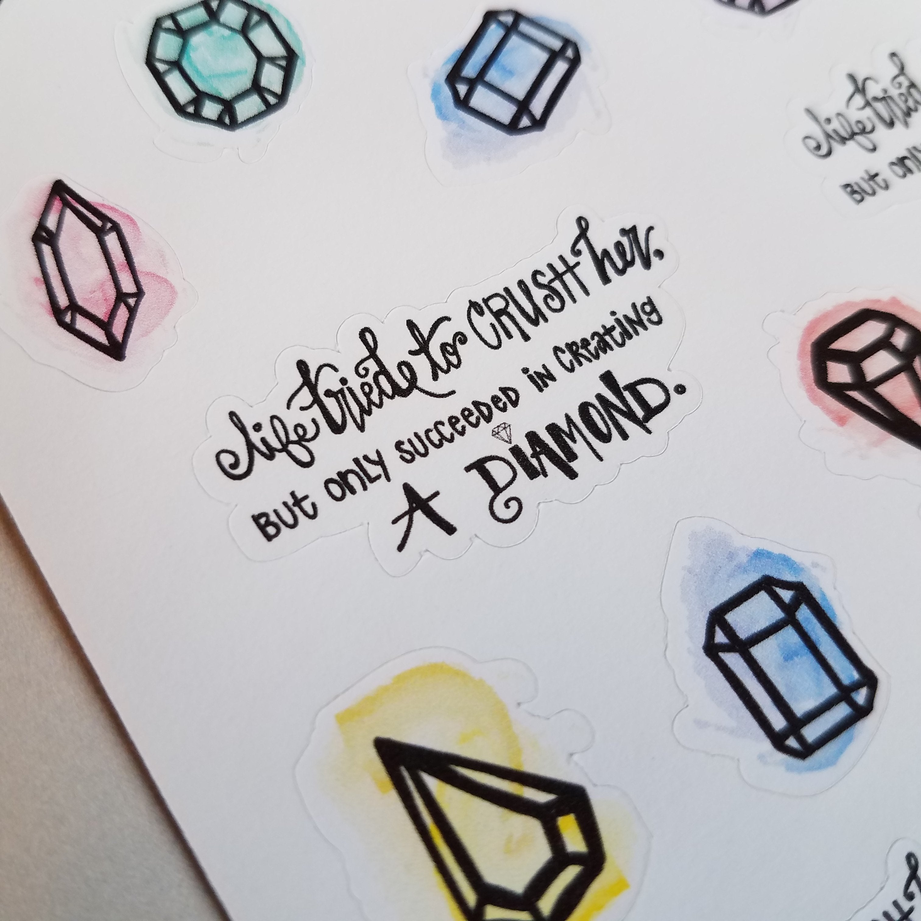 Natural Beauty Shines: Sticker Sheets - Self Love Gem Doodles - Peel & Heal Studio