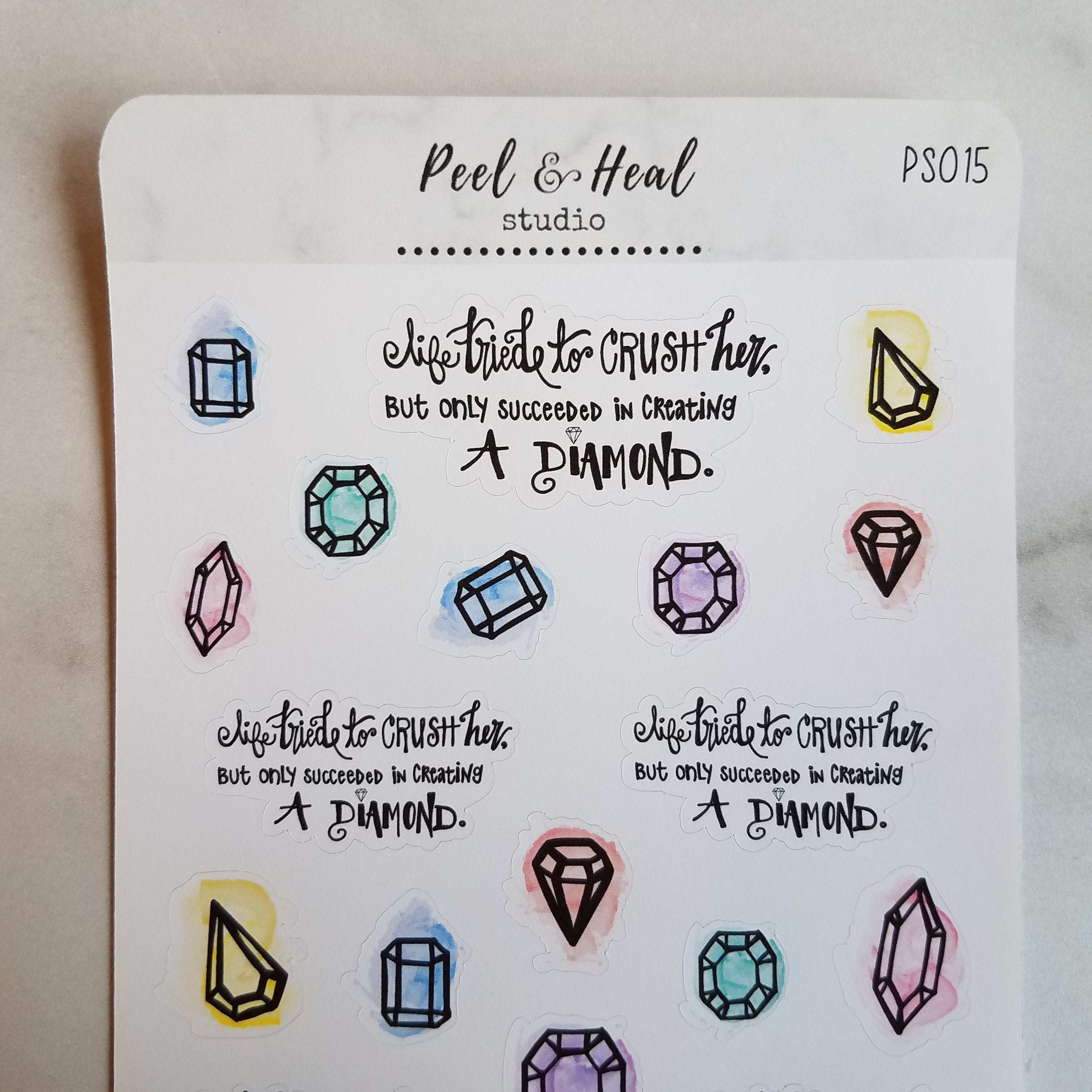 Natural Beauty Shines: Sticker Sheets - Self Love Gem Doodles - Peel & Heal Studio