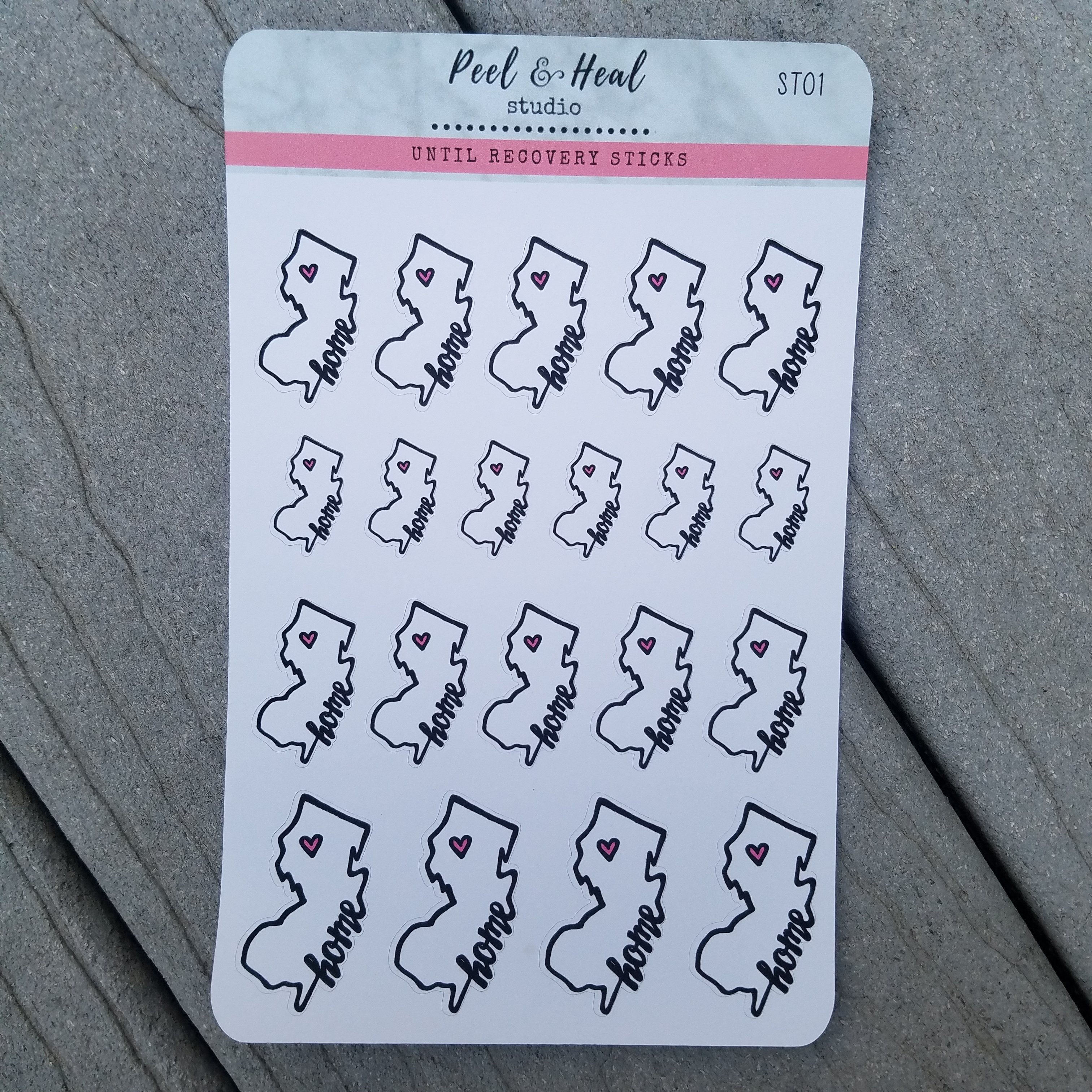 New Jersey Home State Stickers - Hand Drawn Doodled NJ - Peel & Heal Studio