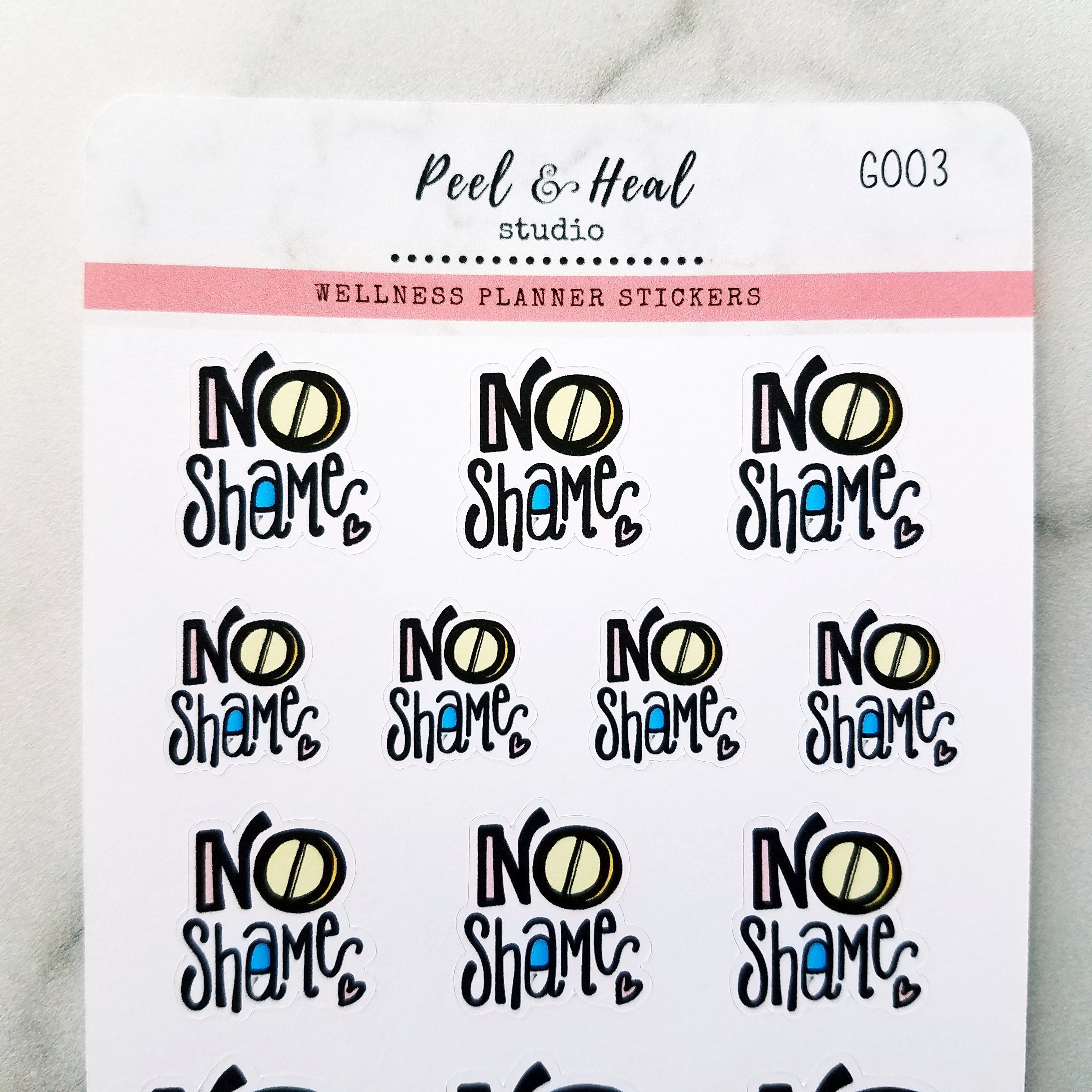 No Shame Medication Doodles - Mental Illness Advocacy Stickers - Mental Health Meds - Peel & Heal Studio Journal Stickers