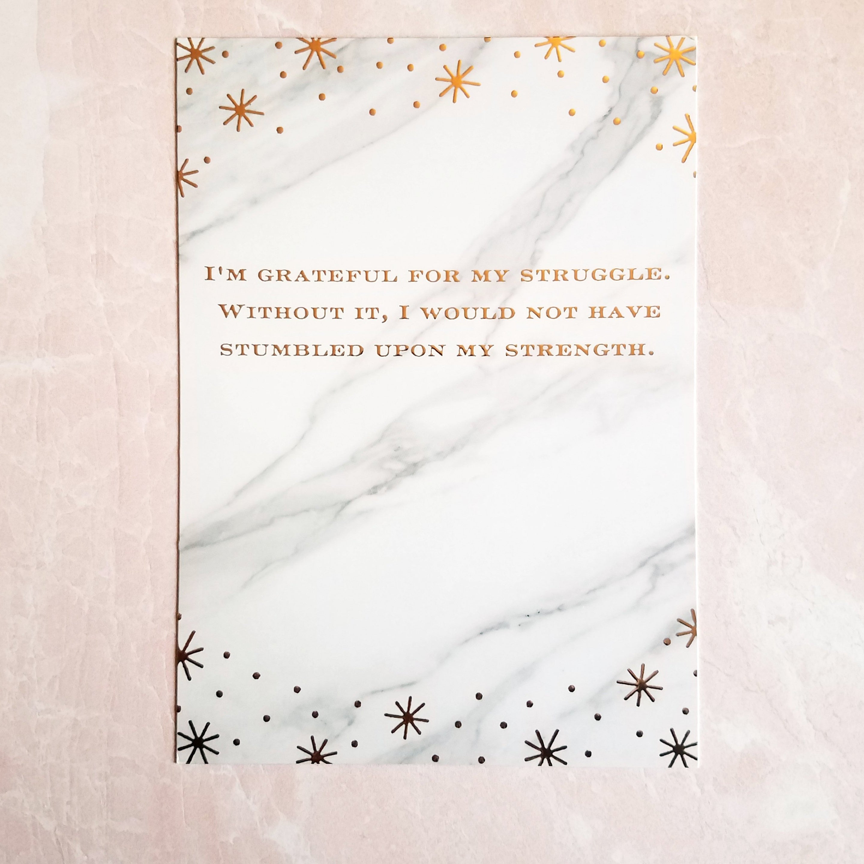 Premium Foiled Marble Quote Journal Card