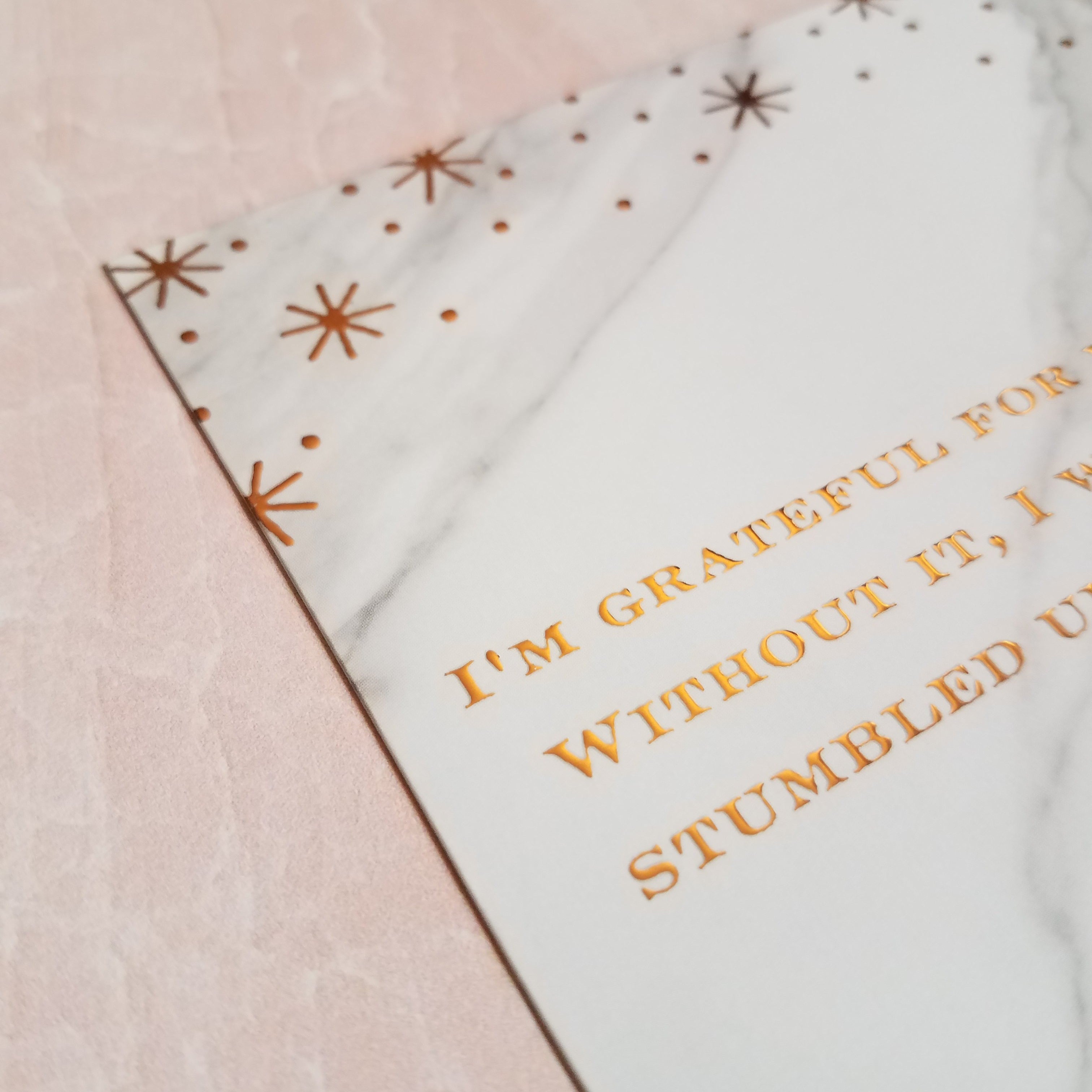 Premium Foiled Marble Quote Journal Card