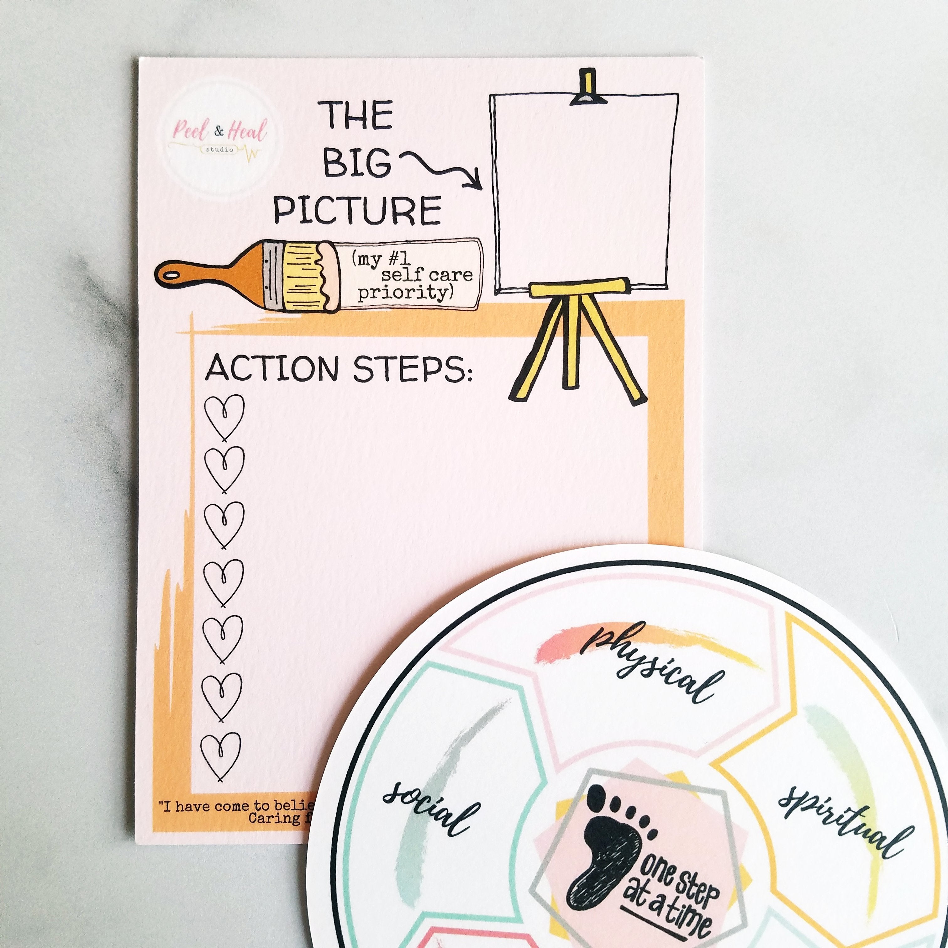 Self Care 101: Reference Card & Focus Wheel
