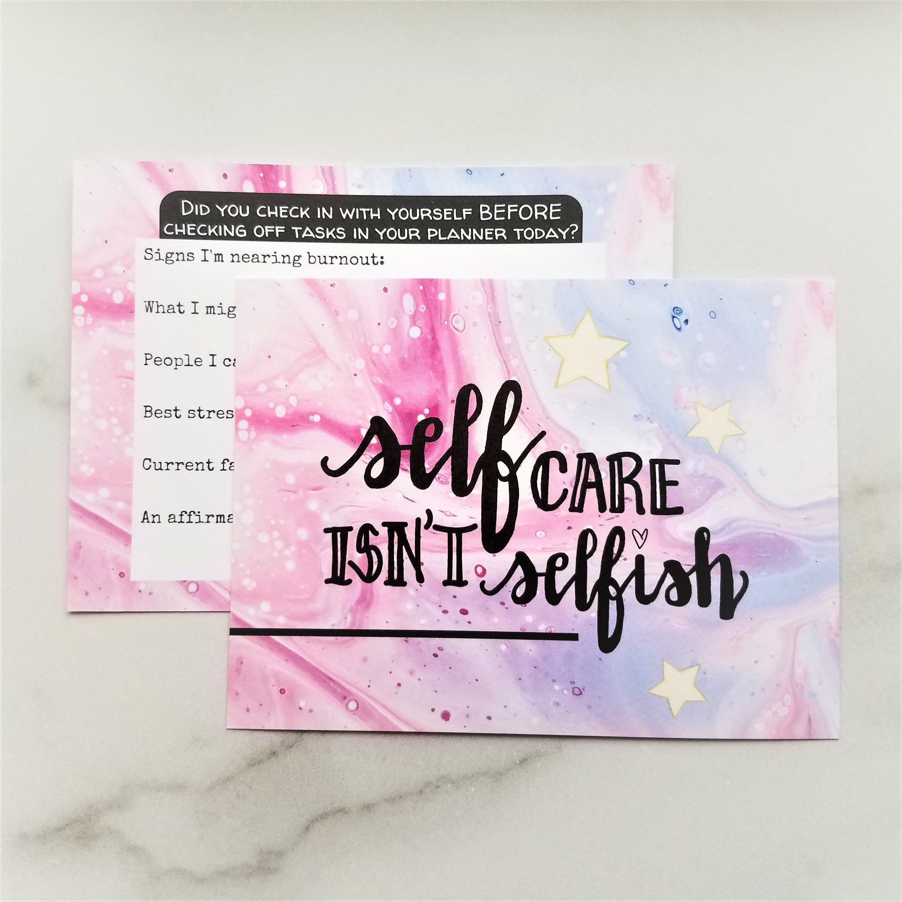 Self Care Check-In Journaling Reference Card