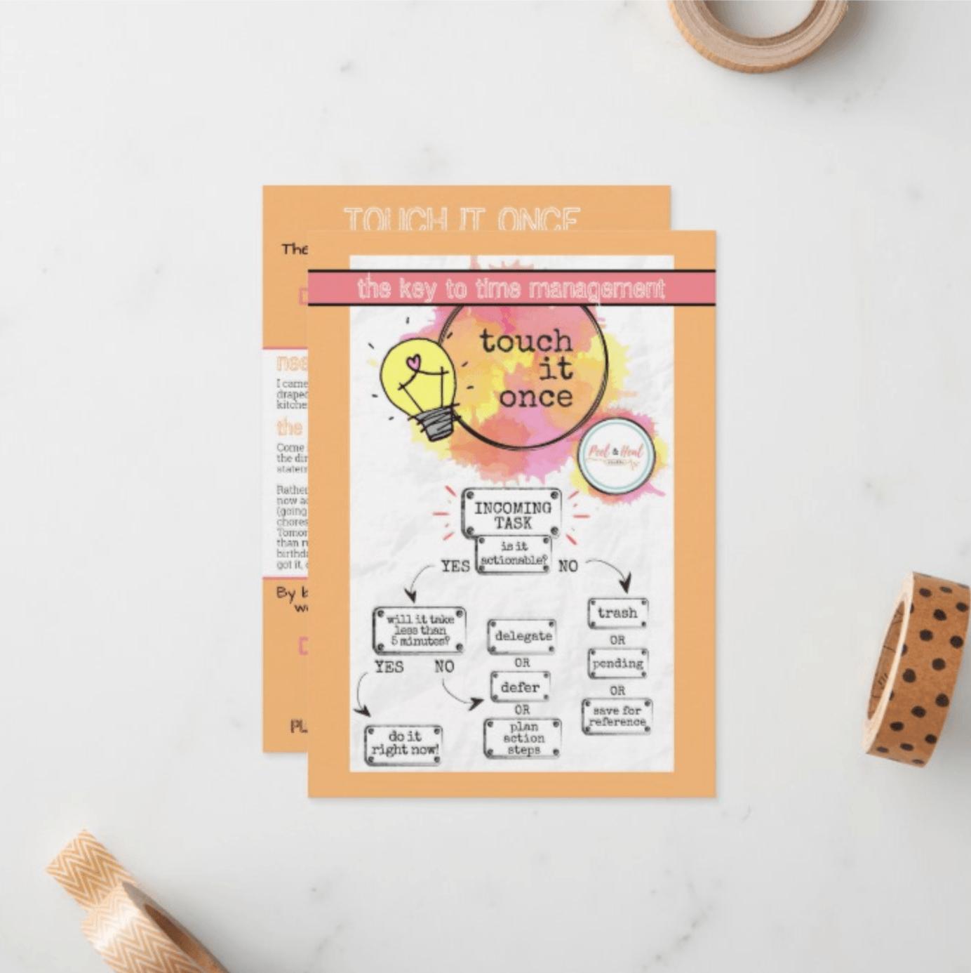 "Touch it Once" Productivity Reference Card