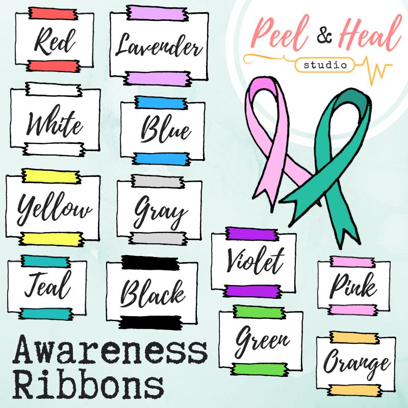 Awareness Ribbon Stickers - 15 Color Options