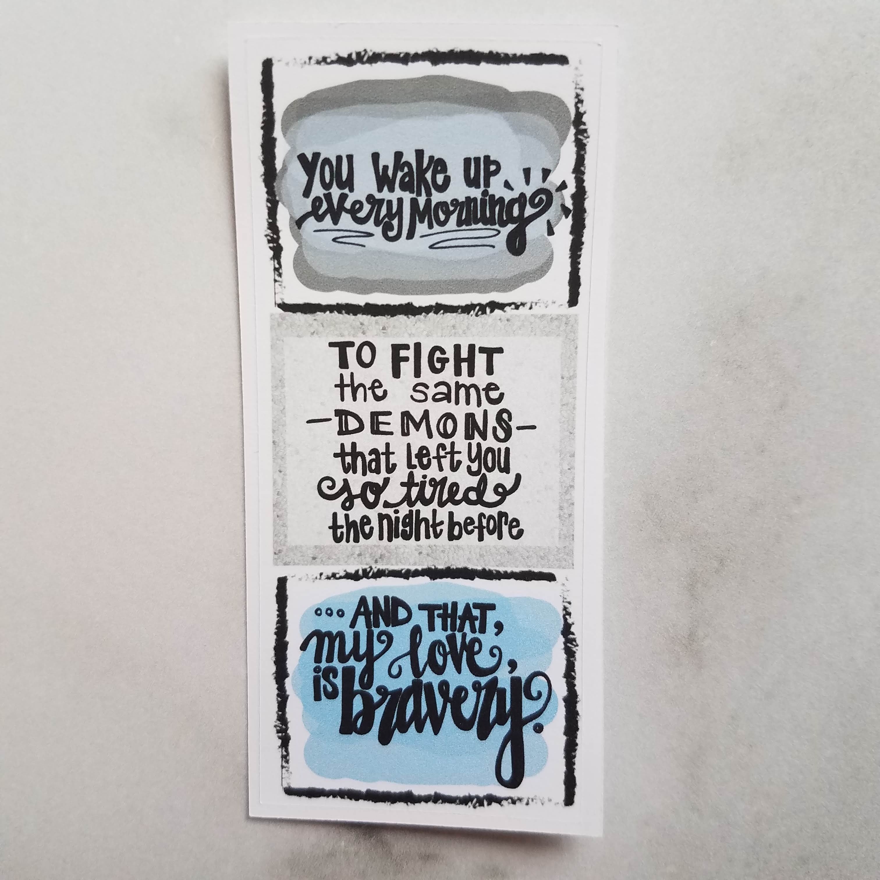 Bravery Quote Fold-over Sticker (10 color options)