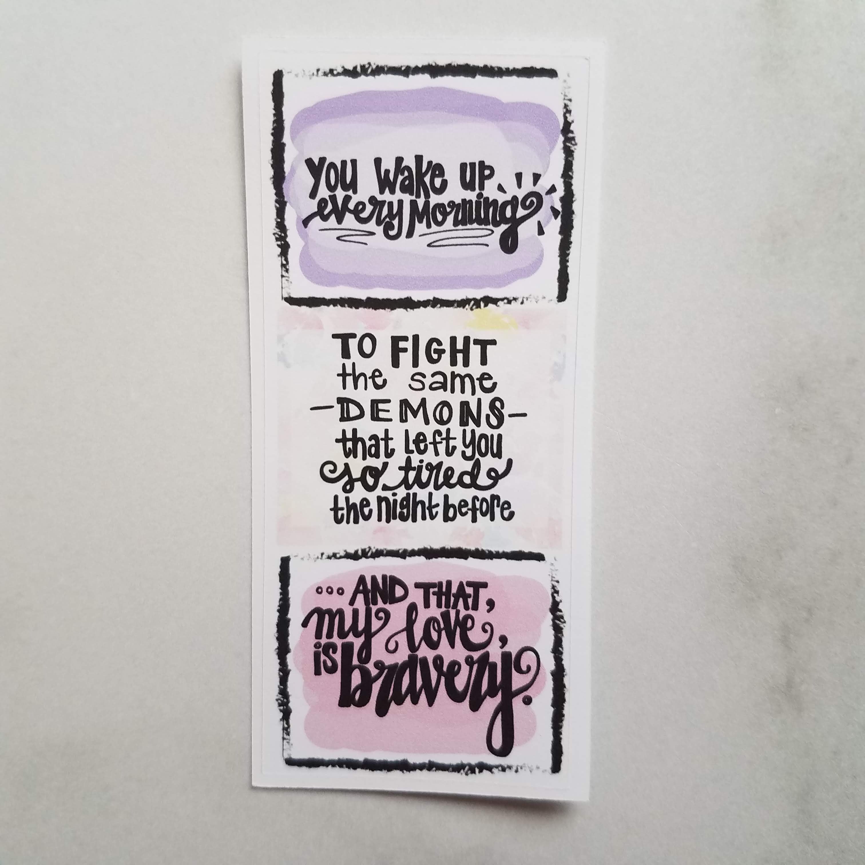 Bravery Quote Fold-over Sticker (10 color options)