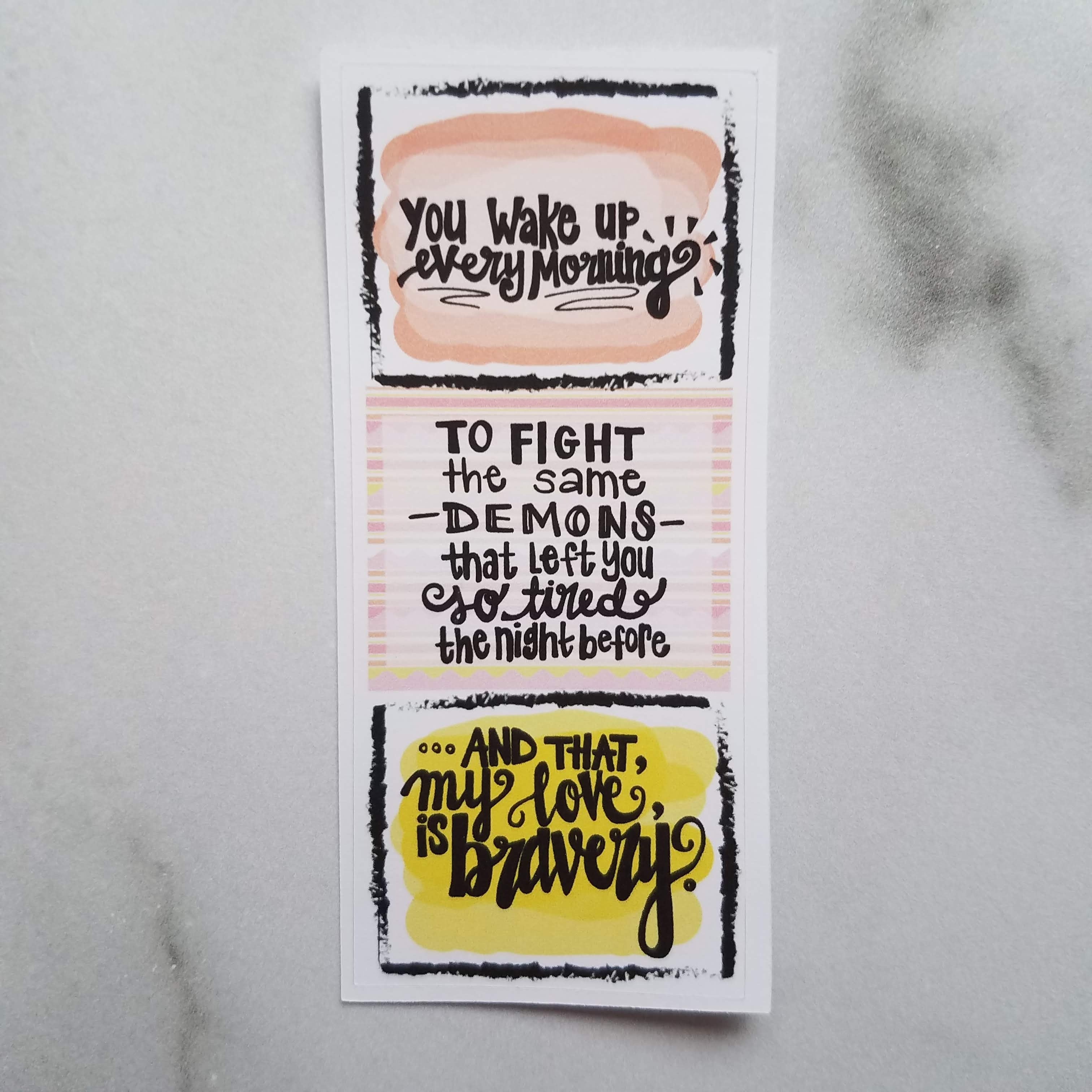 Bravery Quote Fold-over Sticker (10 color options)