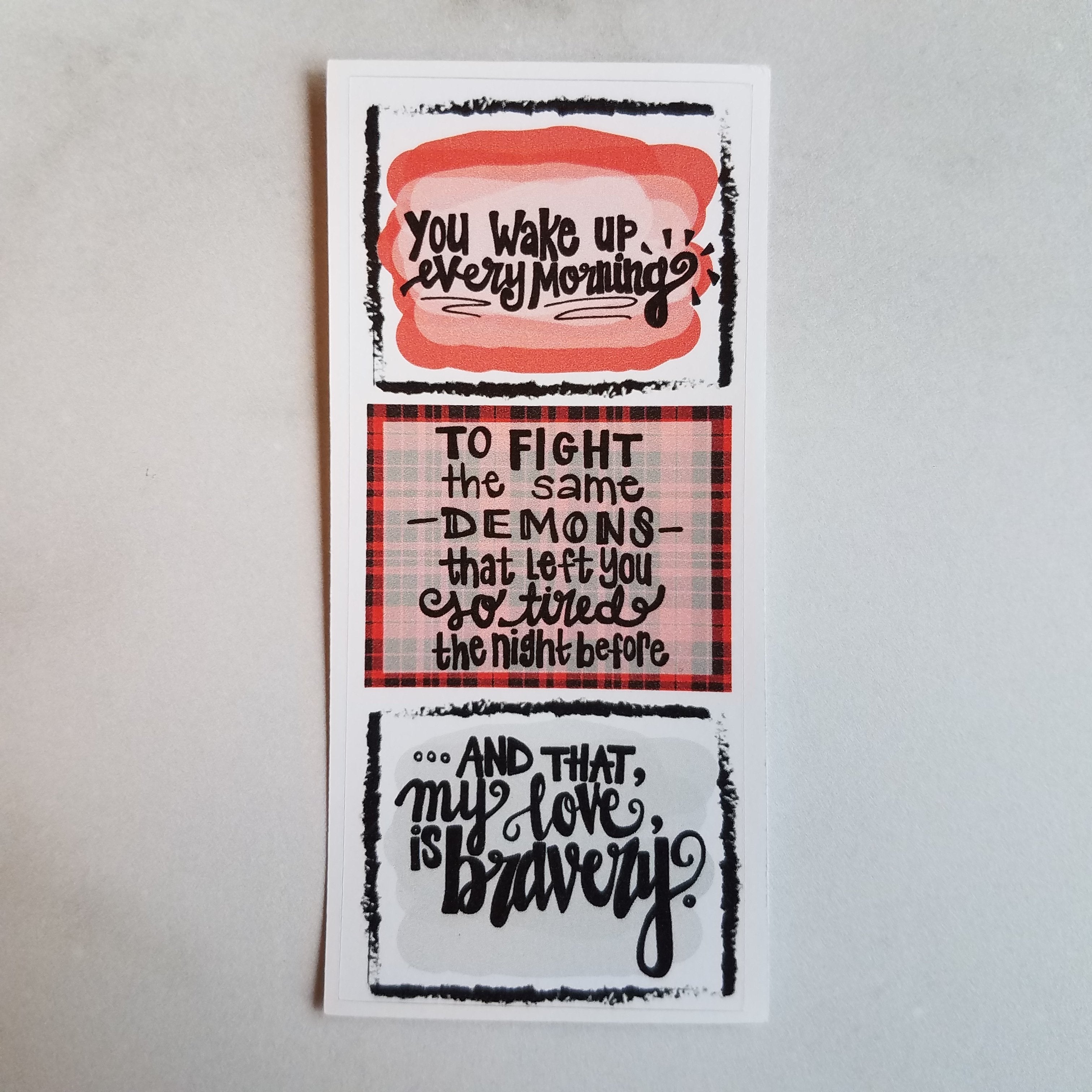 Bravery Quote Fold-over Sticker (10 color options)