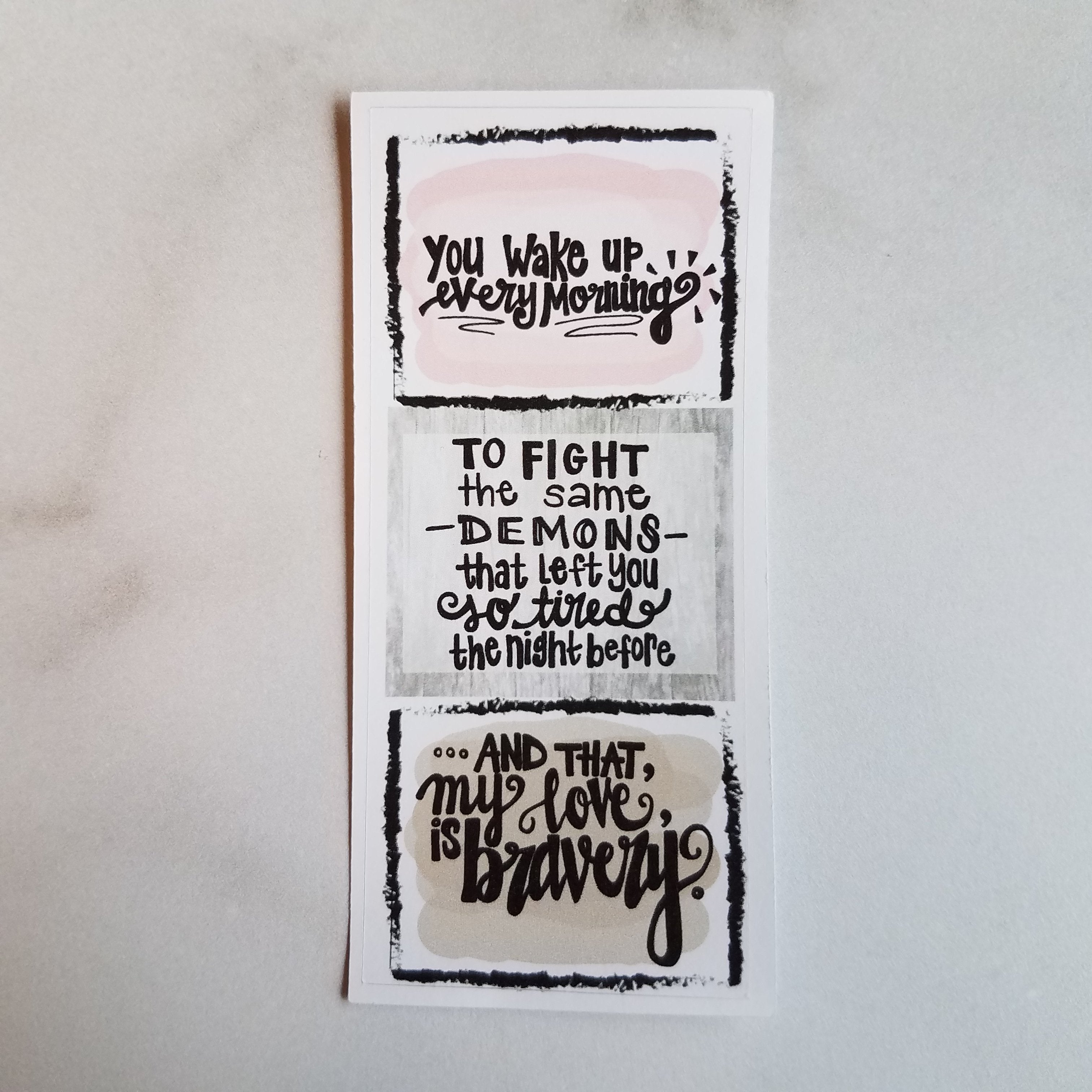 Bravery Quote Fold-over Sticker (10 color options)