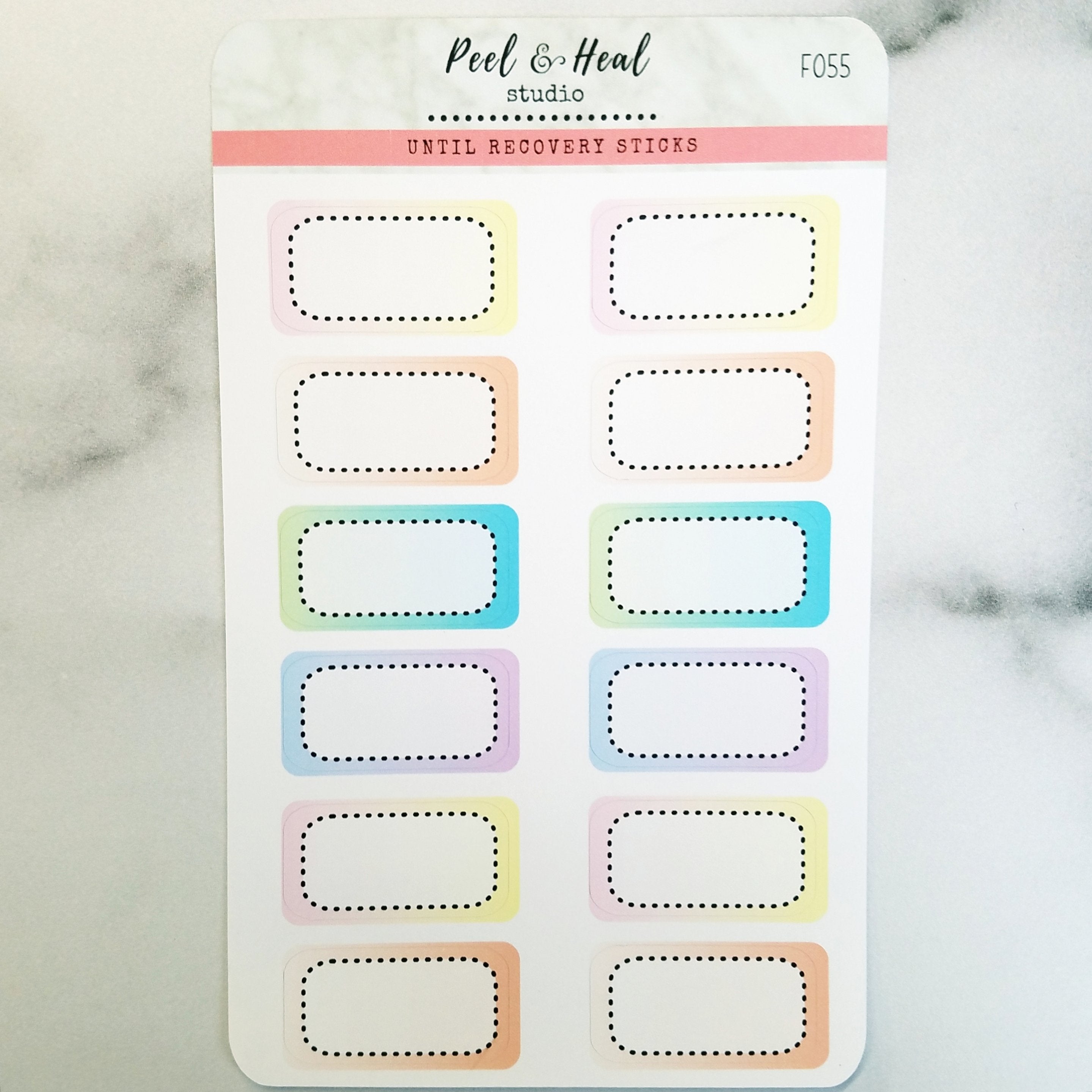 Dashed Border Half Boxes - 5 color options