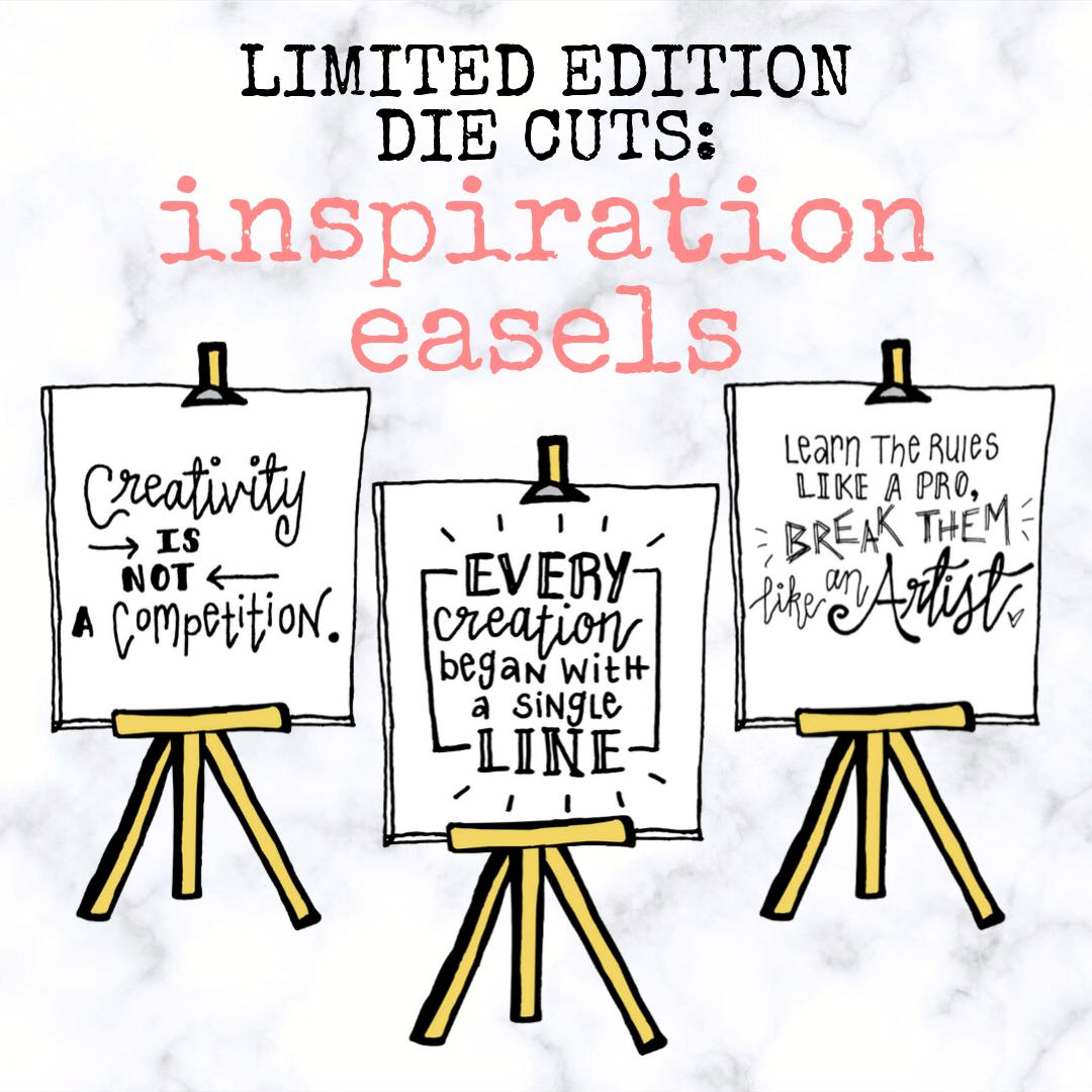 Inspirational Quote Easels - 3 creativity quote options - Peel & Heal Studio Die Cuts - Oversized Journal Stickers