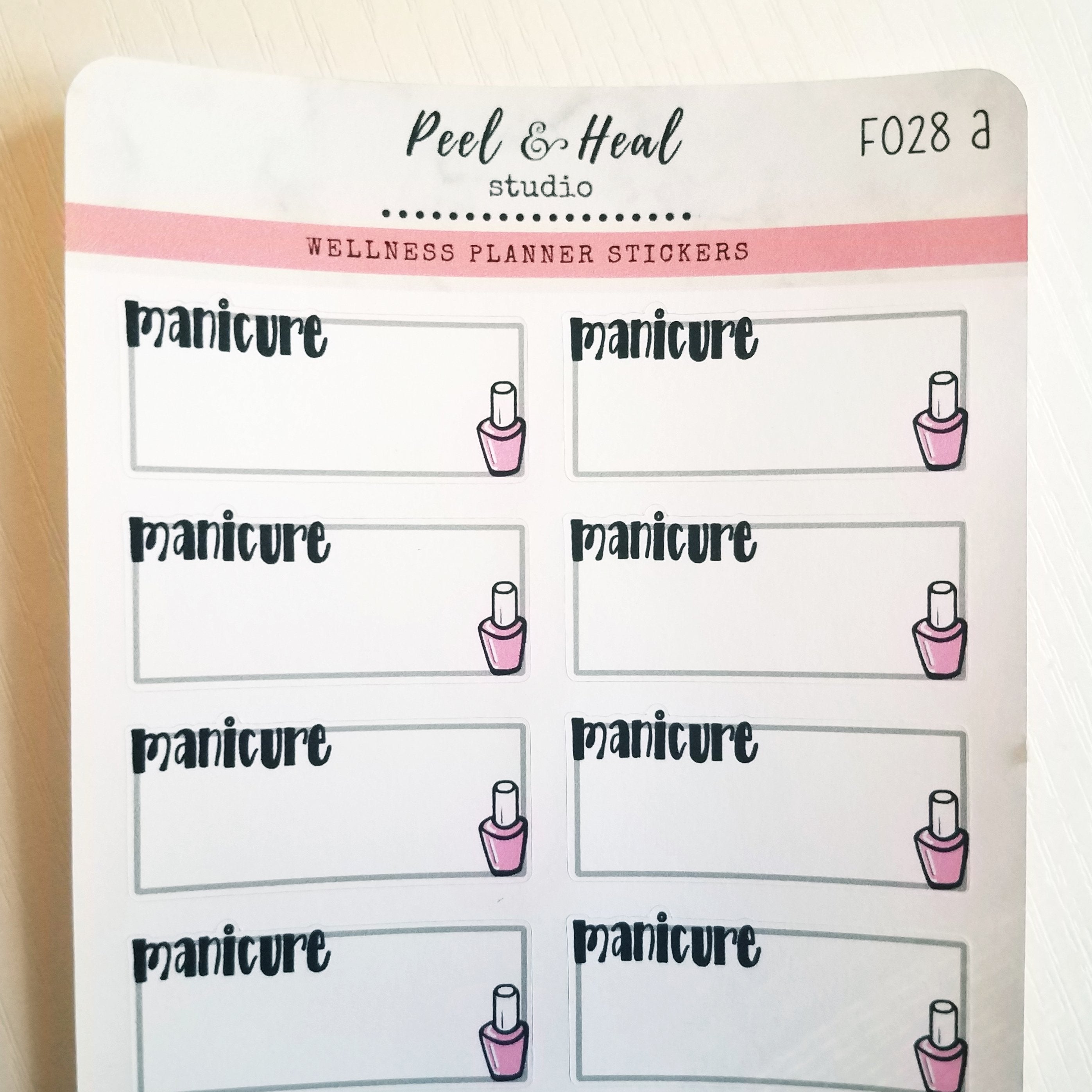 Coping Skills Doodle Boxes - Manicure - Mani Doodle - Functional Planner Stickers - Peel & Heal Studio