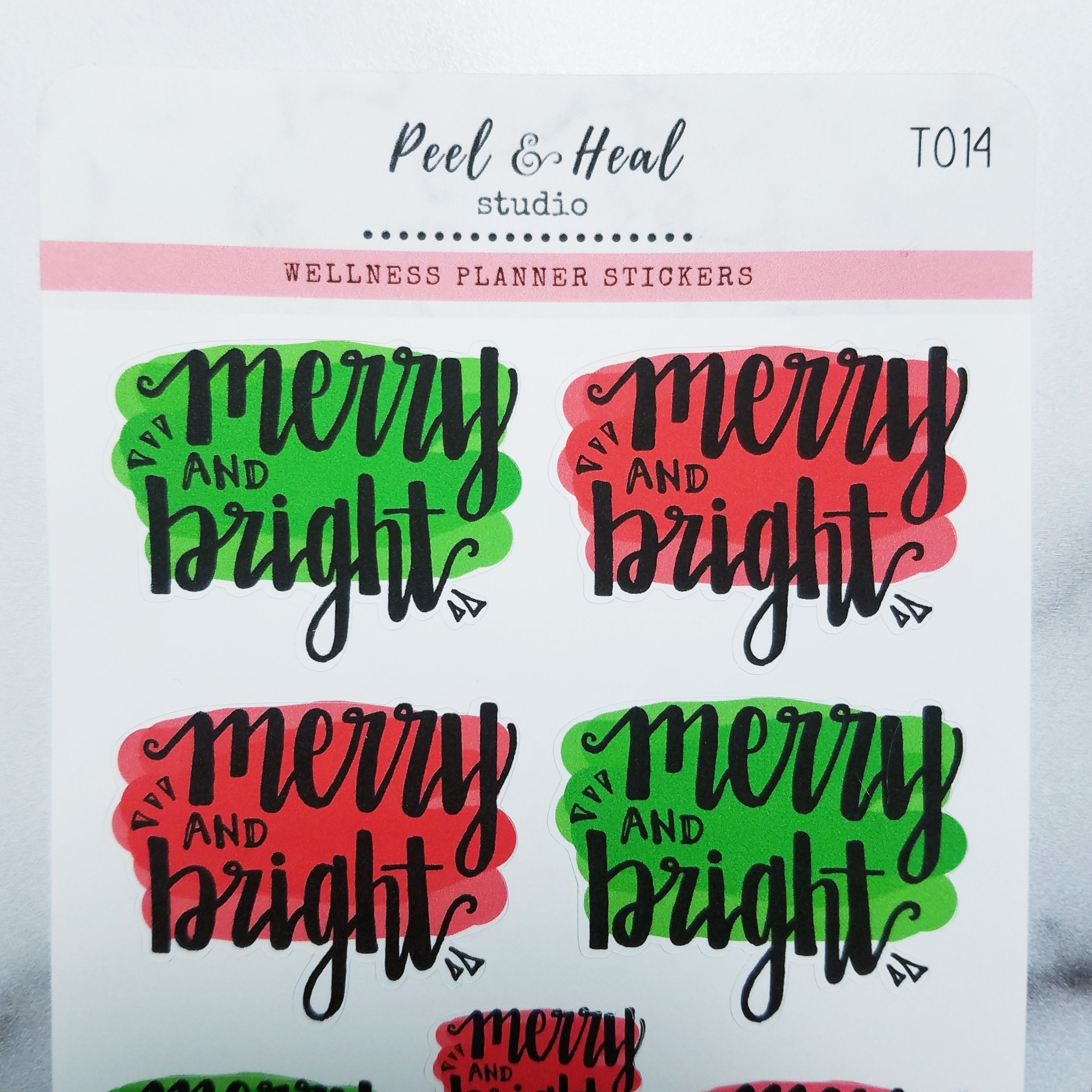 Merry and Bright Christmas Lettering - Peel & Heal Studio-Stickers