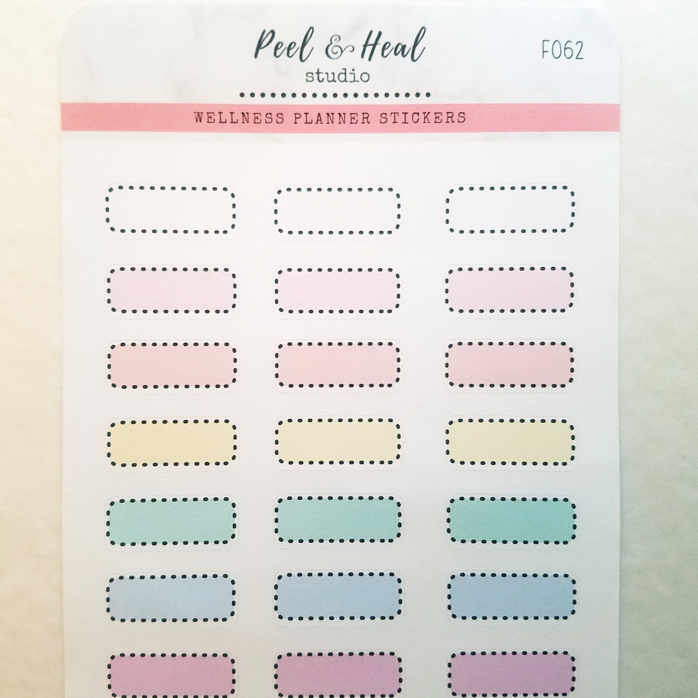 Mini Dashed Border Boxes - Minimalist Functional Planner Stickers - Peel & Heal Studio