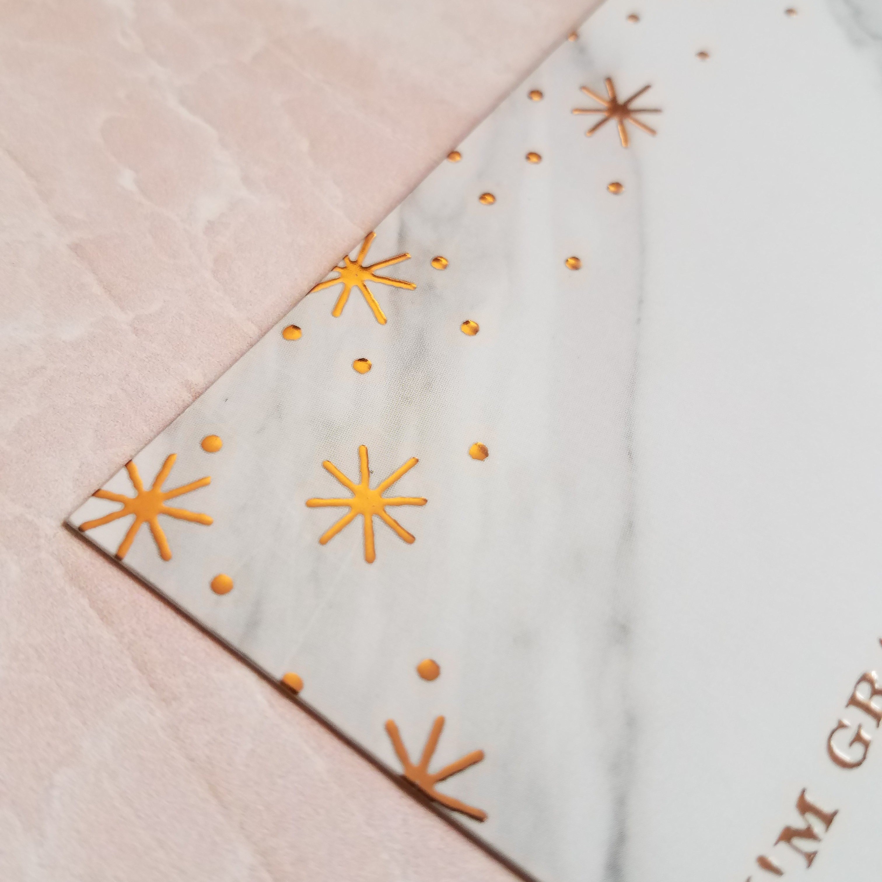 Premium Foiled Marble Quote Journal Card